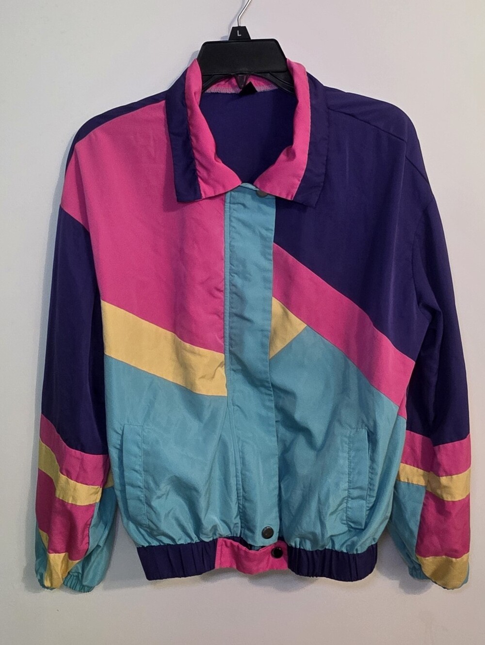Shein Colorblock 90s Style Windbreaker Jacket in Teal, Pink And Purple Size XS